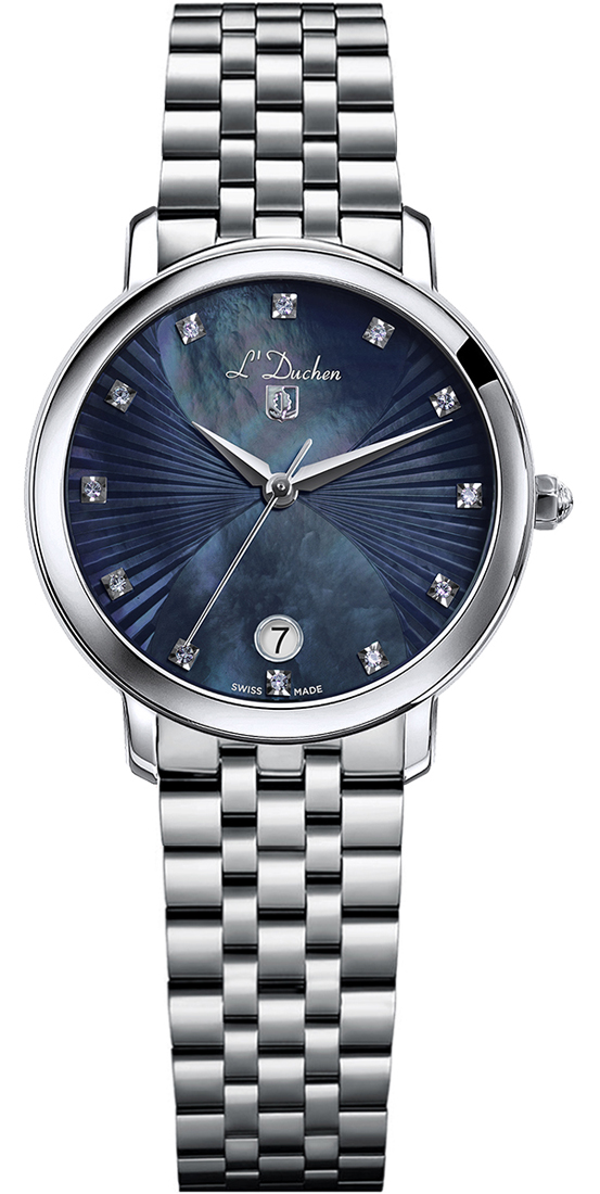 Женские часы L`Duchen Eternity D 801.10.37, механизм кварцевый, циферблат синий, браслет нержавеющая сталь — Изображение 1